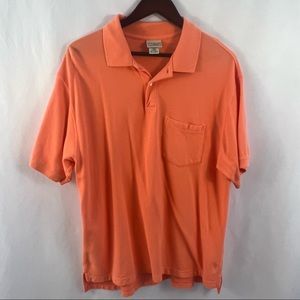 LL Bean Polo Shirt Collar Men's L Large Reg Orange 0 NR05